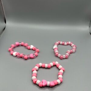 ❤️3/$8❤️ Pink and White Beaded Bracelets Set - HANDMADE #198